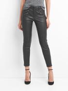Gap Women Leather Moto Skinny Ankle Pants - True Black