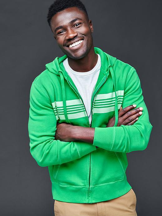 Gap Men Sun Wash Active Stripe Zip Hoodie - Lush Green