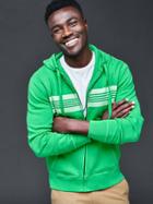 Gap Men Sun Wash Active Stripe Zip Hoodie - Lush Green