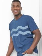 Gap Men Wave Stripe Short Sleeve Tee - Navy Heather