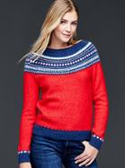Gap Women Circular Fair Isle Sweater - Holly Berry
