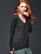 Gap Women Marled V Neck Sweater - Charcoal