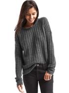 Gap Women Ribbed Crewneck Sweater - Charcoal Heather