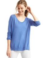 Gap Women Pointelle Long Sleeve Sweater - Cabana Blue