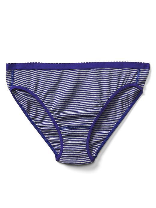 Gap Women High Cut Logo Bikini - Heather Stripes Blue
