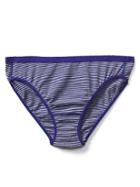 Gap Women High Cut Logo Bikini - Heather Stripes Blue