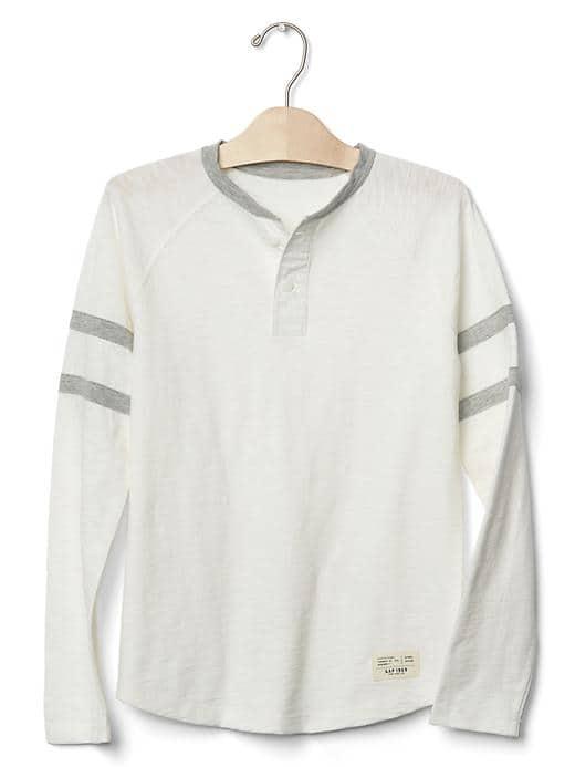 Gap Striped Sleeve Henley Tee - New Off White