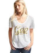 Gap Women Cursive Logo Scoop Tee - Off White