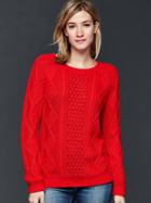 Gap Cable Knit Pullover Sweater - Holly Berry