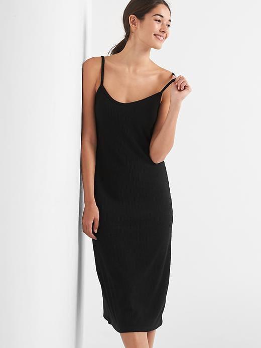 Gap Women Softspun Rib Knit Cami Dress - True Black