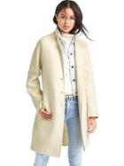 Gap Women Wool Blend Car Coat - Ivory