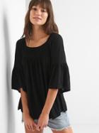 Gap Smocked Bell Sleeve Top - True Black