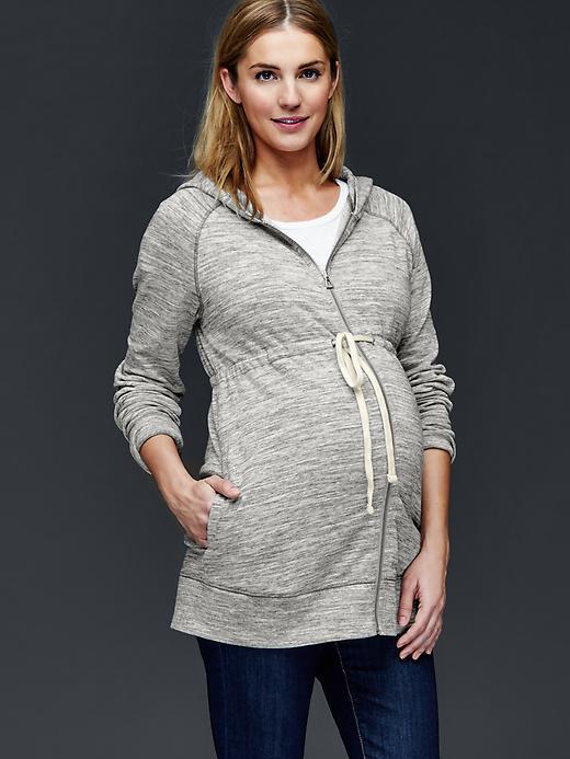 Gap Women Essential Zip Hoodie - Space Dye Grey Marl