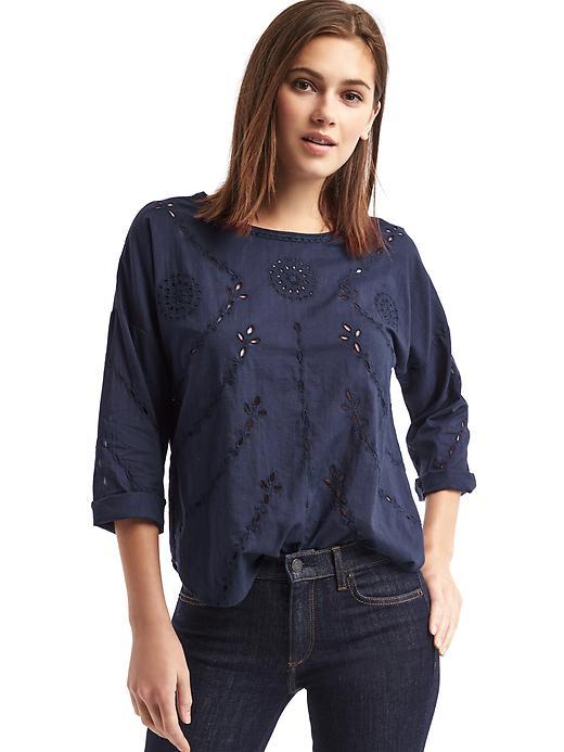 Gap Women Eyelet Flowy Top - Dark Night