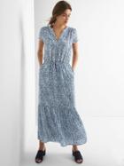 Gap Women Short Sleeve Maxi Tier Dress - Blue Floral