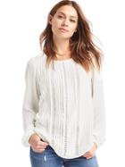 Gap Women Pretty Lace Pintuck Blouse - White
