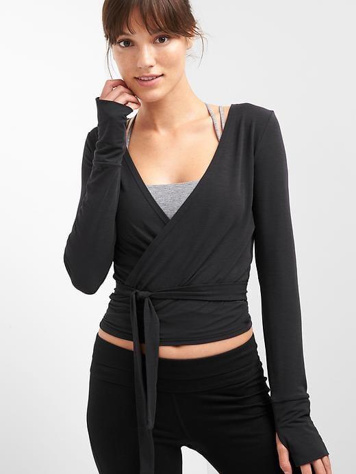 Gap Breathe Barre Wrap Crop Top - True Black