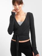 Gap Breathe Barre Wrap Crop Top - True Black