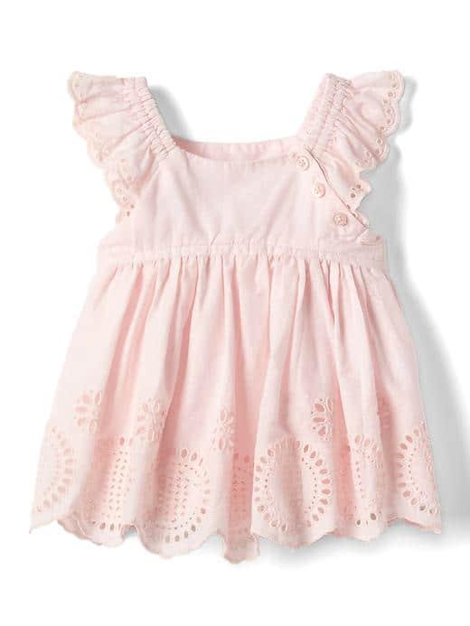 Gap Women Eyelet Flutter Top - Pink Cameo
