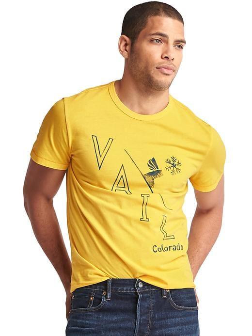 Gap Men Vail Skiing Crew Tee - Pale Gold