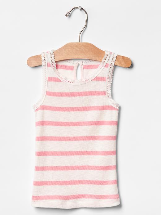 Gap Ribbed Lace Tank - Pink Stripe