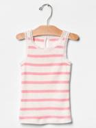 Gap Ribbed Lace Tank - Pink Stripe