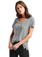 Gap Women Stud Scoop Neck Tee - Charcoal Gray