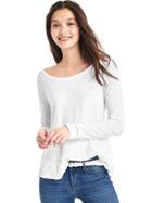 Gap Embroidered Long Sleeve Swing Top - White