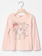 Gap Glitter Graphic Long Sleeve Tee - Icy Pink