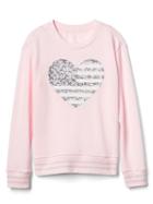 Gap Women Embellished Logo Crew Sweatshirt - Pink Heather