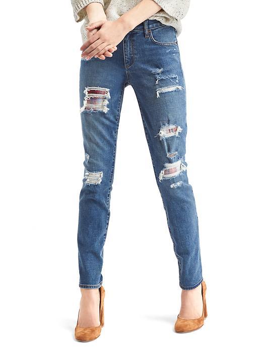 Gap Women + Pendleton Authentic 1969 Destructed True Skinny Jeans - Medium Indigo