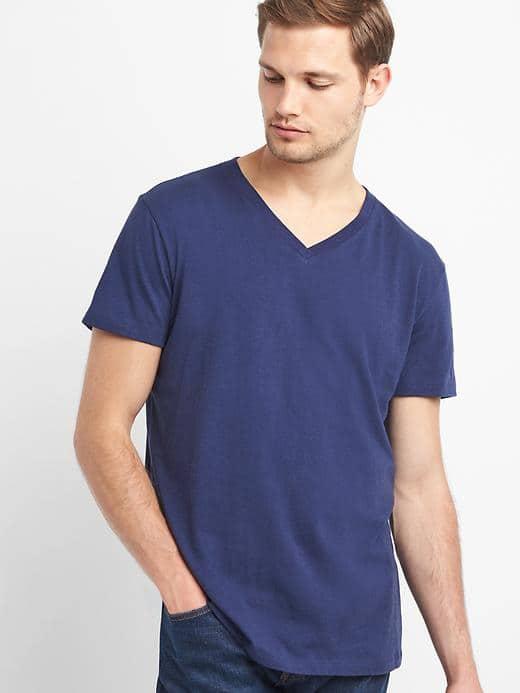 Gap Men Essential V Neck T Shirt - Raw Indigo