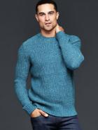 Gap Men Textured Crew Sweater - Turquoise Green