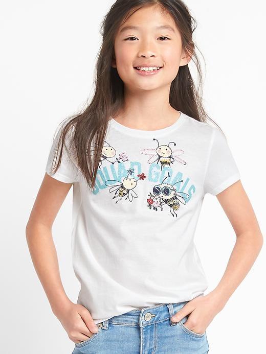 Gap Embellished Bee Hi Lo Tee - New Off White