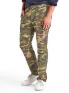 Gap Men Camo Slim Fit Utility Pants - Green Camouflage