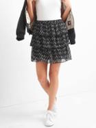 Gap Women Tiered Ruffle Skirt - Black Print