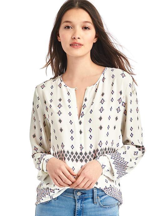 Gap Women Print Split Neck Blouse - Hot Marino