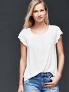 Gap Shirred Short Sleeve Top - White