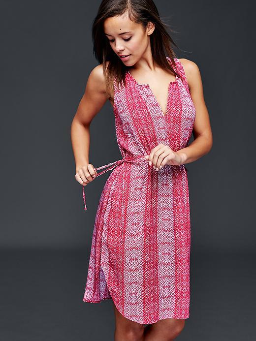 Gap Women Sleeveless Print Double Tie Dress - Paisley Pink