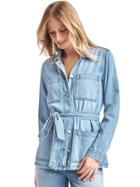 Gap Women Tie Belt Denim Jacket - Light Indigo
