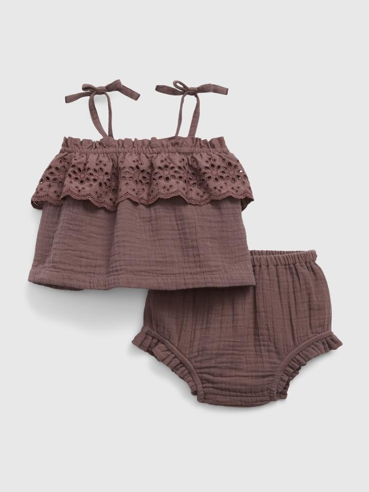 Baby Eyelet Two-piece Outfit Set