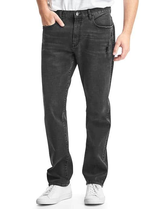 Gap Men Frayed Athletic Taper Fit Jeans - Washed Black