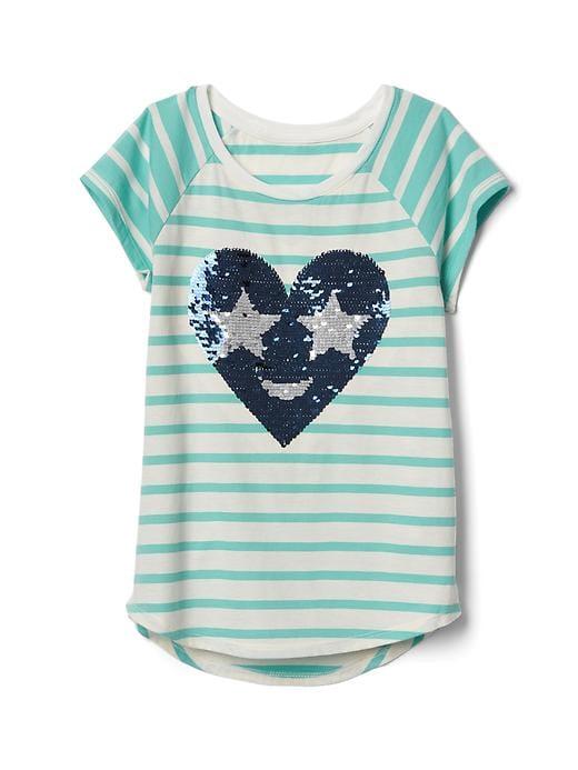 Gap Graphic Raglan Tee - Aqua Stripe