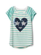 Gap Graphic Raglan Tee - Aqua Stripe