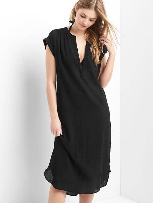Gap Women Split Neck Midi Dress - True Black