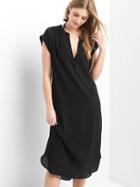 Gap Women Split Neck Midi Dress - True Black