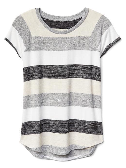 Gap Women Softspun Stripe Cap Sleeve Tee - Oatmeal Stripe