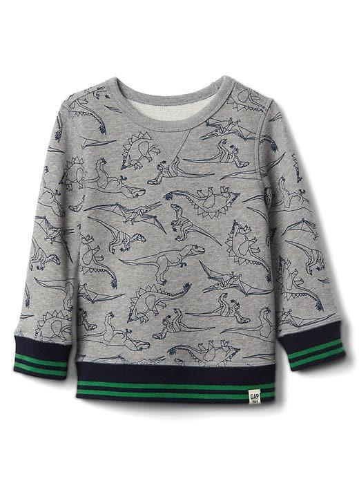 Gap Print Crew Pullover - Grey Heather