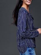 Gap Women Shirred Print Blouse - Navy Stripe