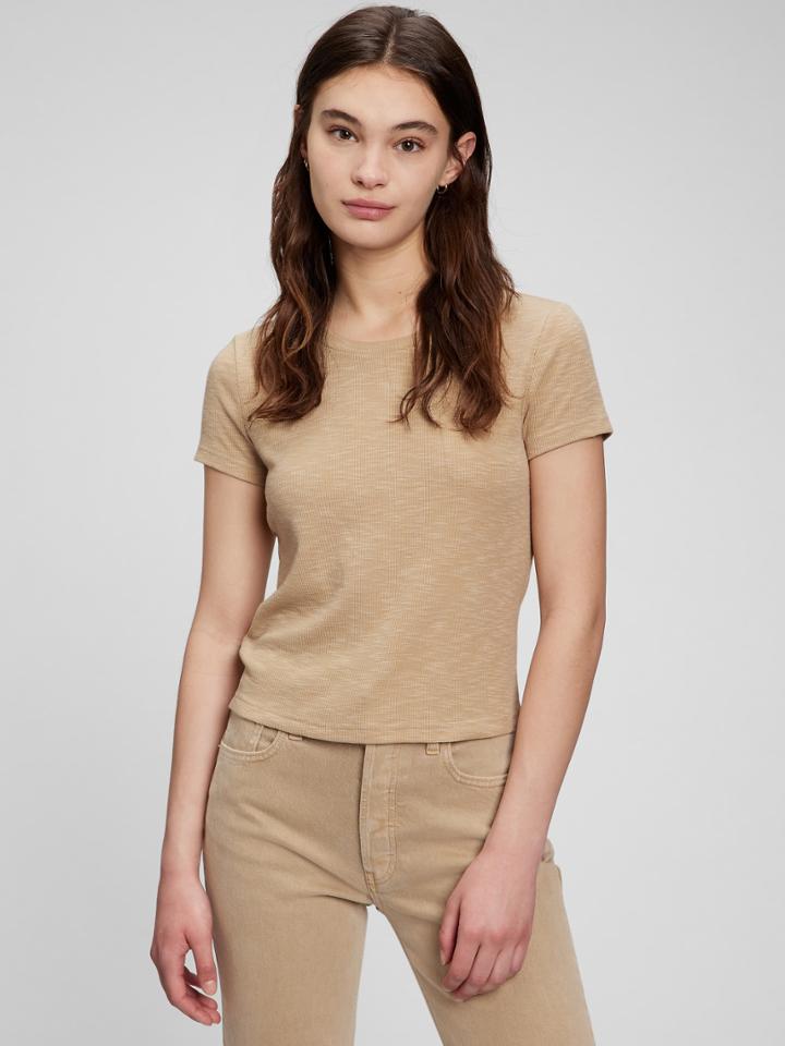 Rib Cap Sleeve T-shirt